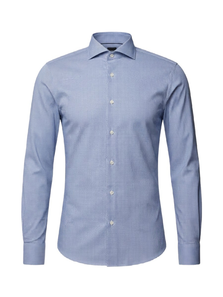 Blauw katoenen hemd (slim fit) met fijn motief en lange mouwen Hugo Boss
