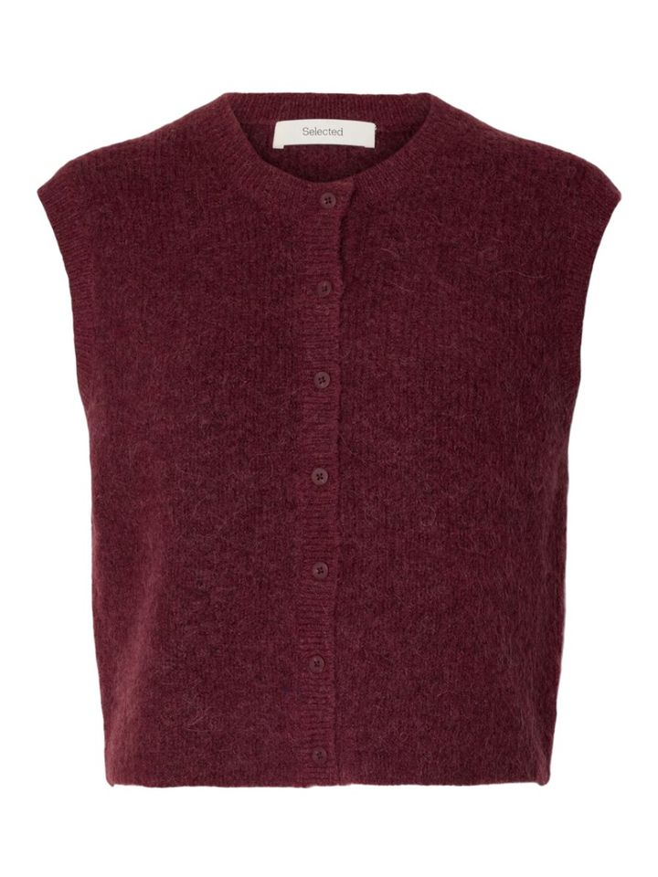 Tawny Port/Melange mouwloze gilet met knopen Selected