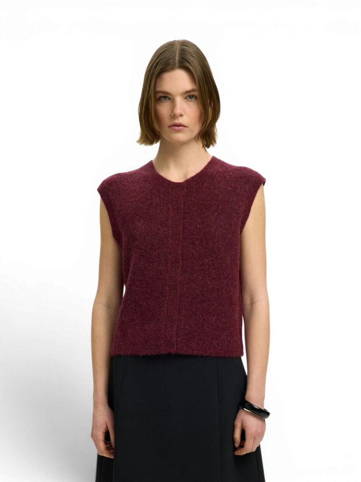 Tawny Port/Melange mouwloze gilet met knopen Selected