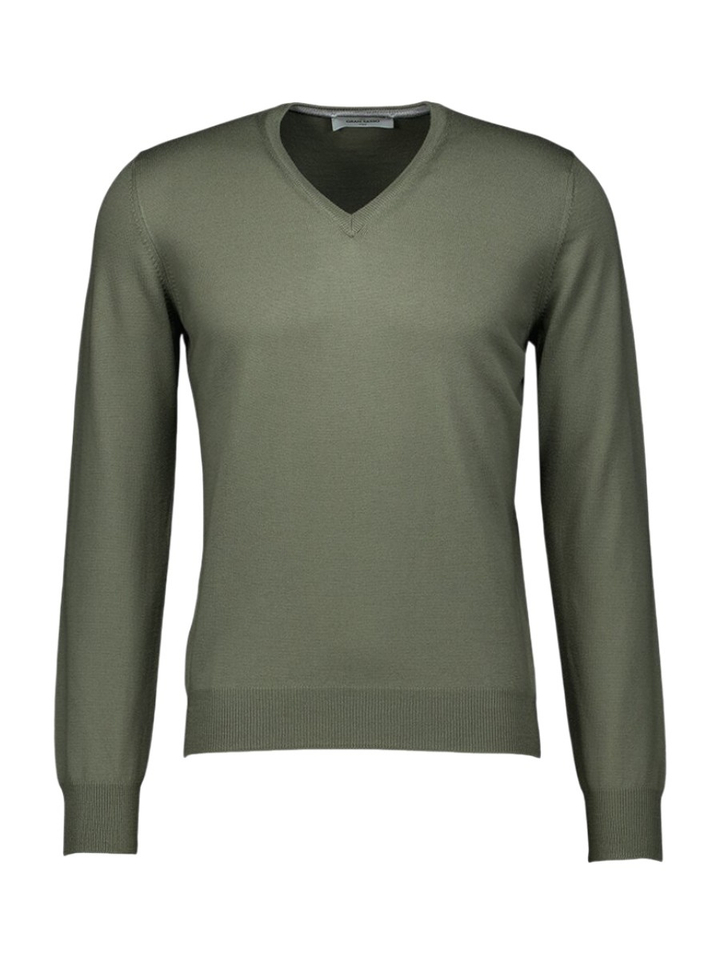 Groene trui met v-hals Gran Sasso