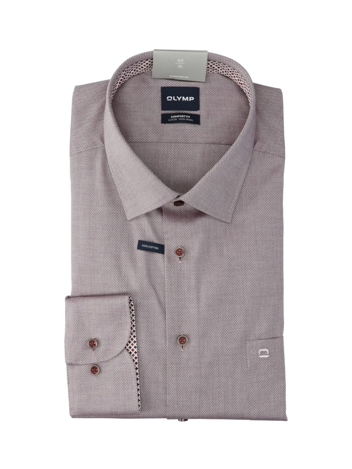 Bordeaux hemd comfort fit met lichte print Olymp