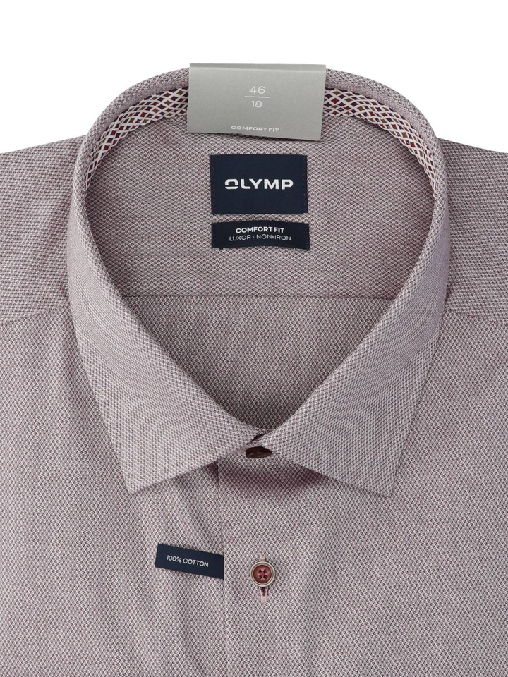 Bordeaux hemd comfort fit met lichte print Olymp