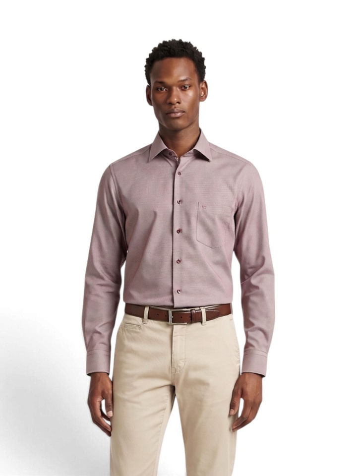 Bordeaux hemd comfort fit met lichte print Olymp