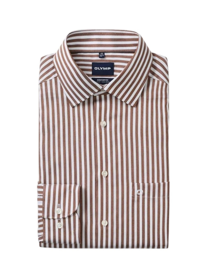 Wit katoenen hemd ( regular fit ) met bordeaux streep en lange mouwen Hugo Boss