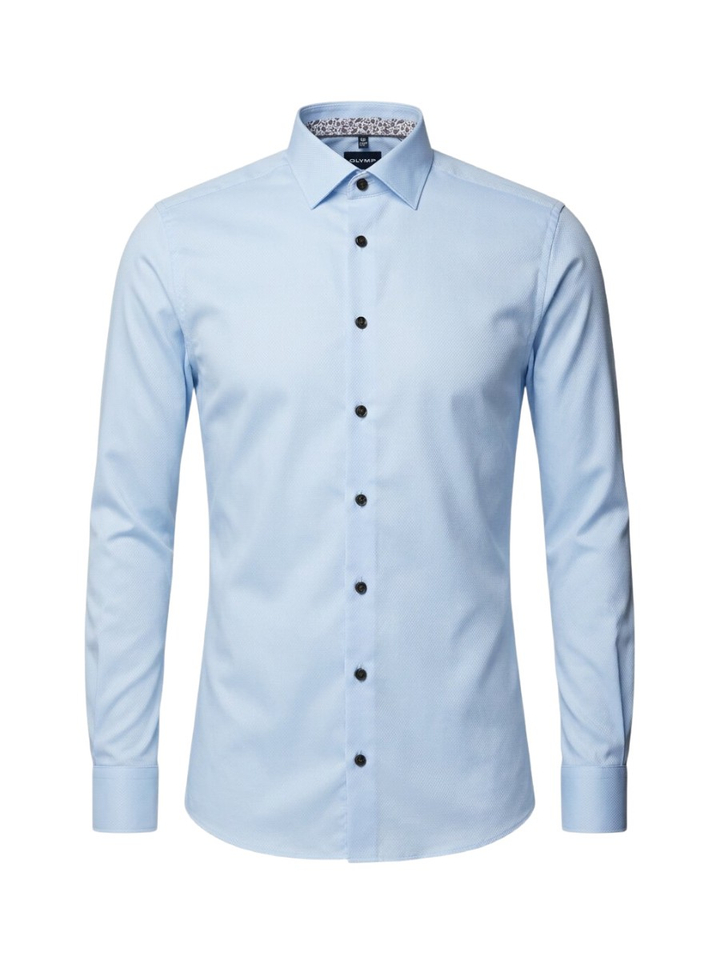 Blauw katoenen hemd ( body fit) met lange mouwen Olymp