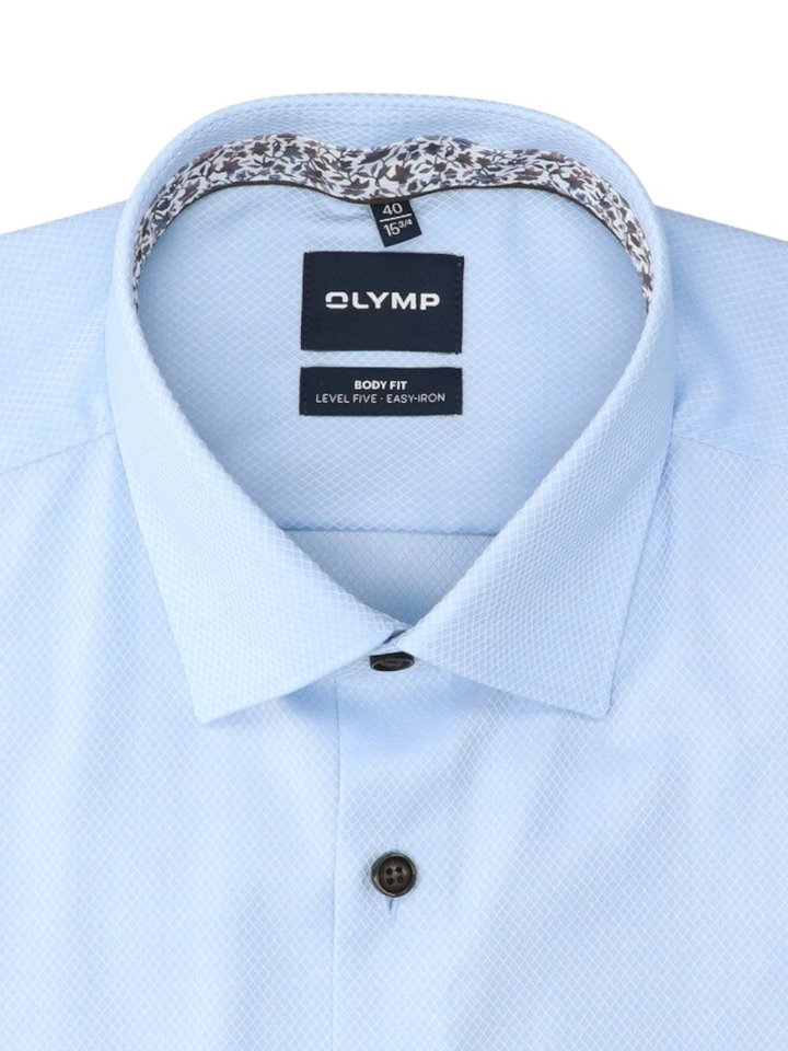 Blauw katoenen hemd ( body fit) met lange mouwen Olymp