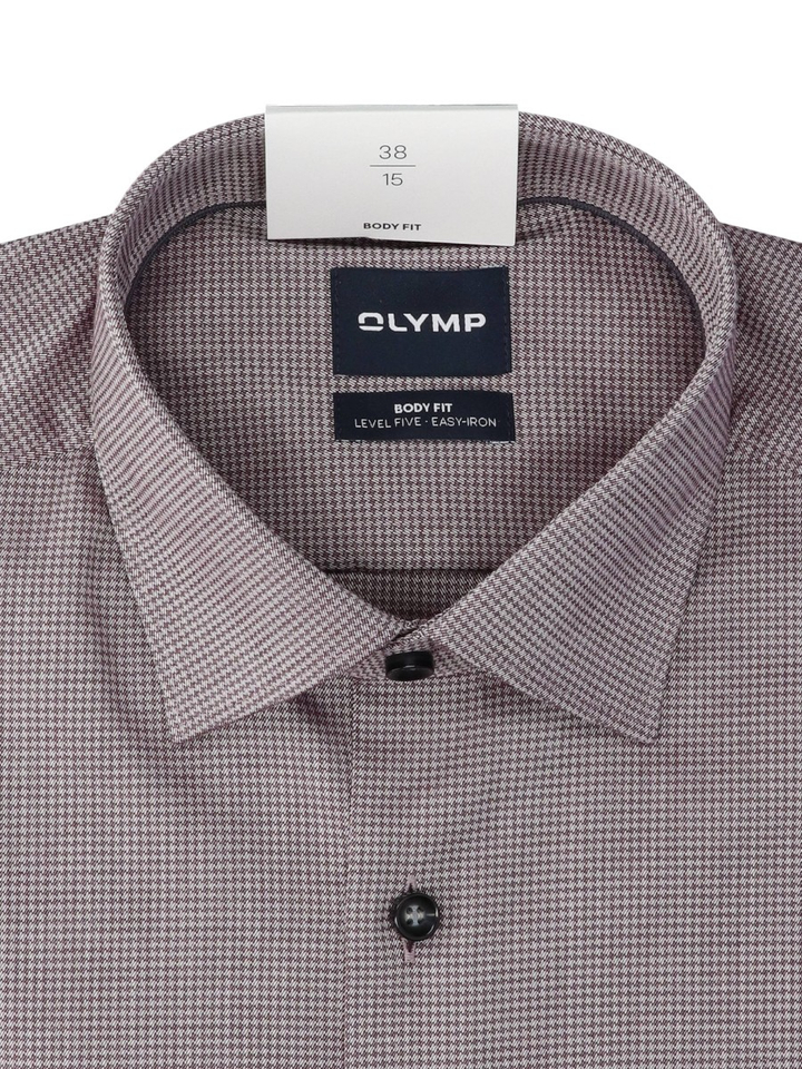 Bordeaux hemd body fit met print Olymp