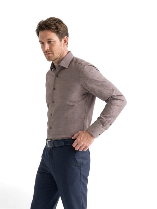 Bordeaux hemd body fit met print Olymp