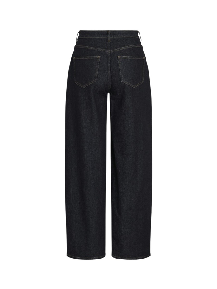 Donkerblauwe high-waist wide fit jeans Vila