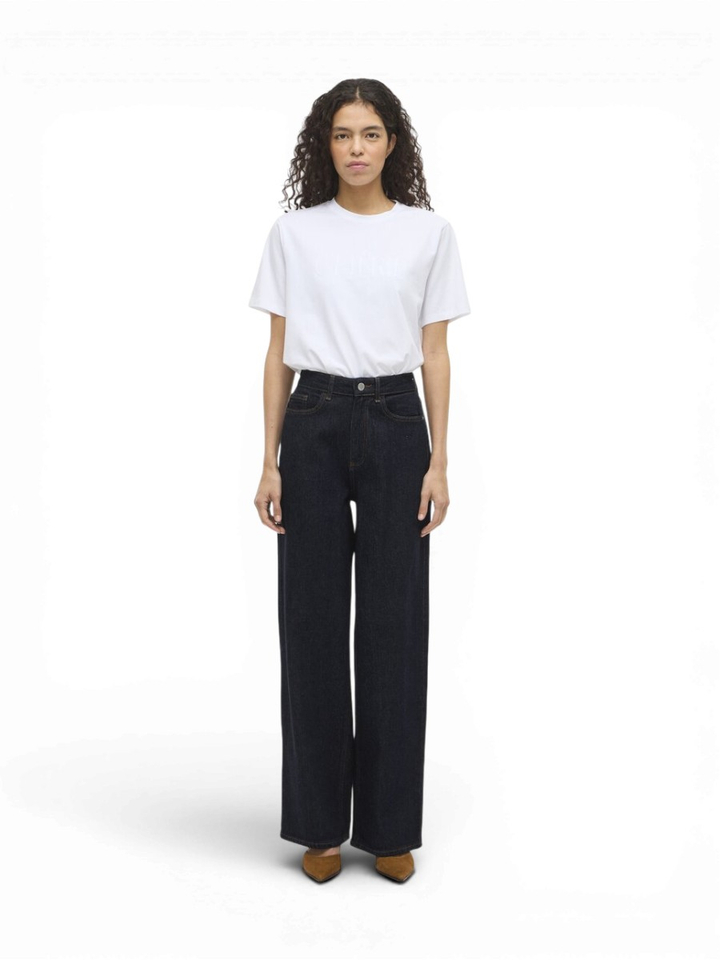 Donkerblauwe high-waist wide fit jeans Vila