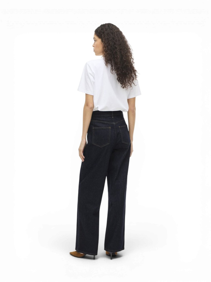 Donkerblauwe high-waist wide fit jeans Vila