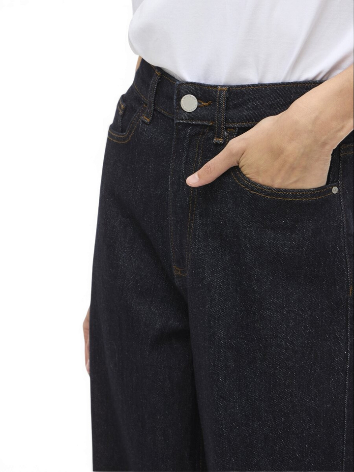 Donkerblauwe high-waist wide fit jeans Vila