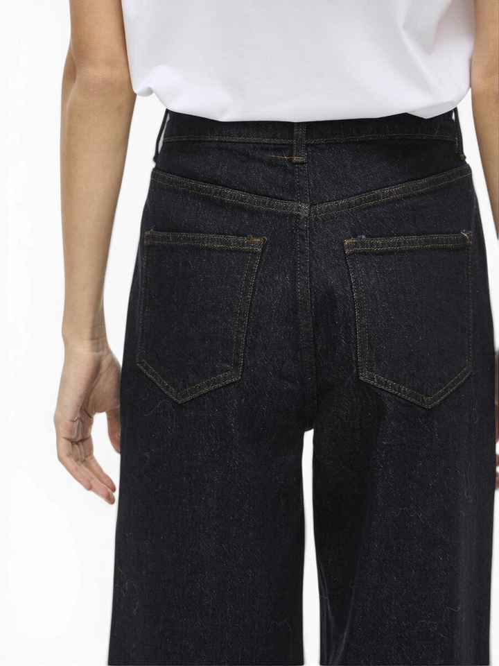 Donkerblauwe high-waist wide fit jeans Vila
