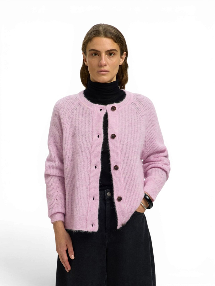 Lila cardigan met knopen Selected 