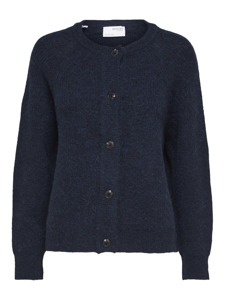 Blauwe gebreide pull met knopen Selected