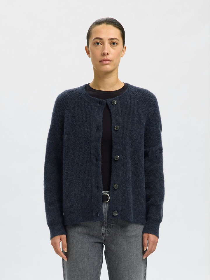 Blauwe gebreide pull met knopen Selected