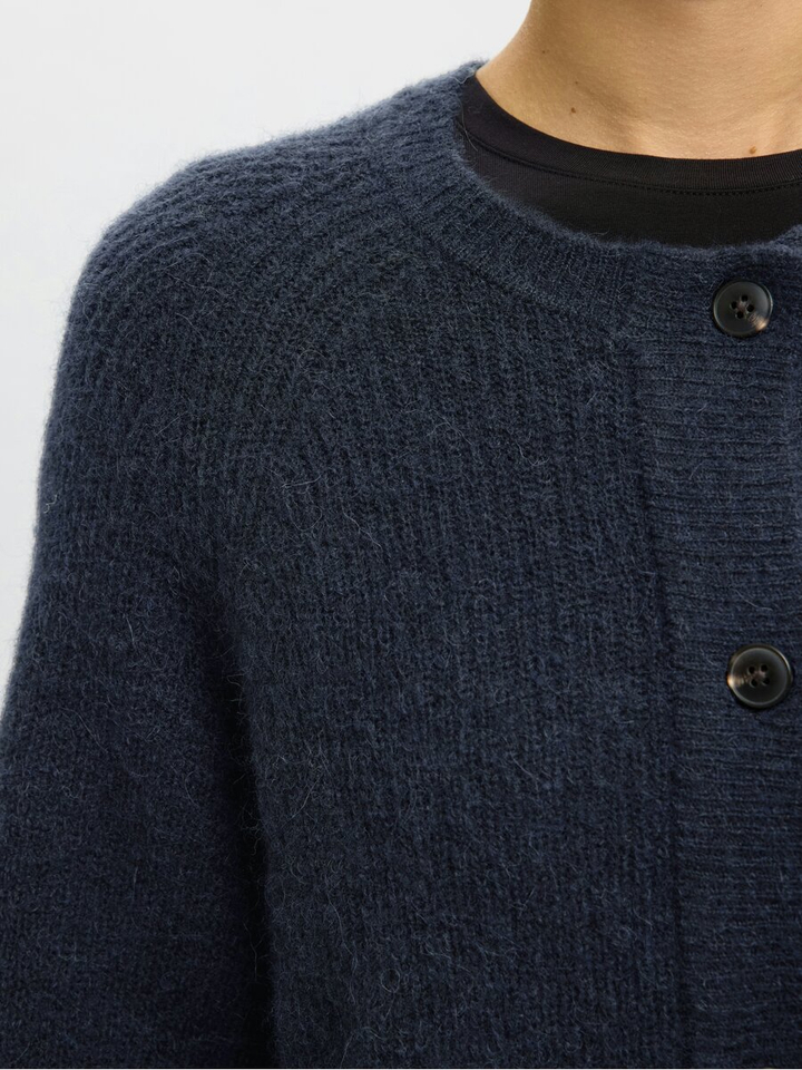 Blauwe gebreide pull met knopen Selected
