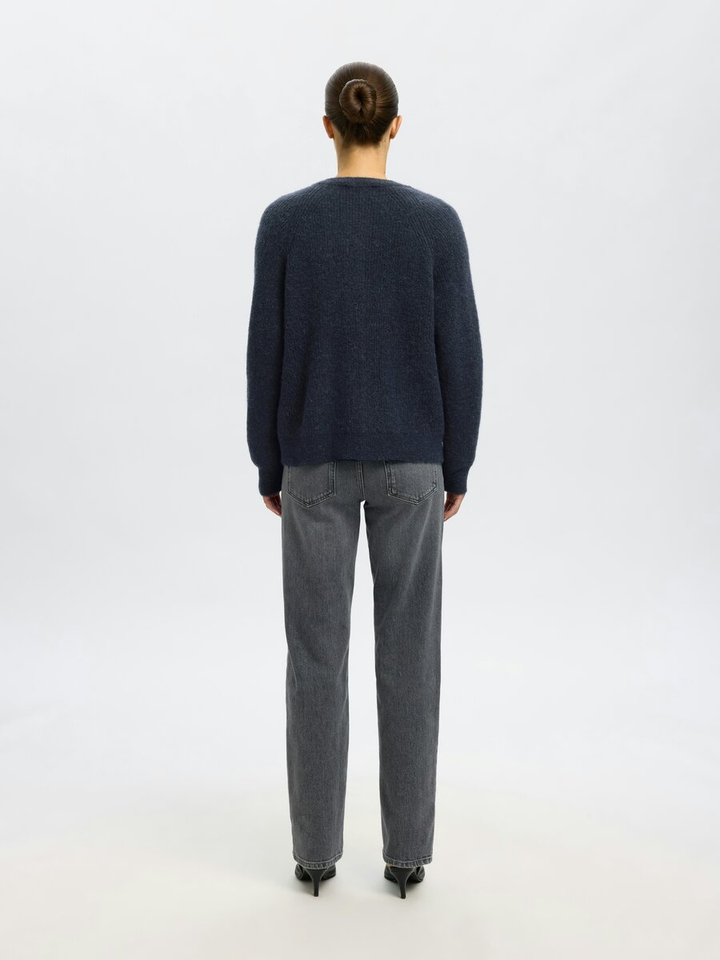 Blauwe gebreide pull met knopen Selected