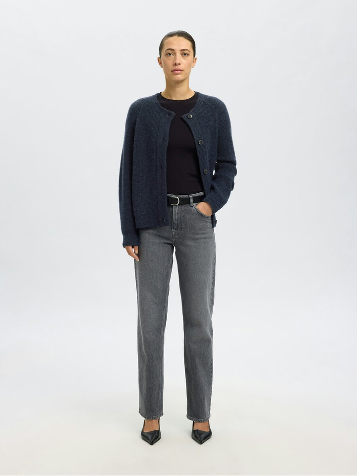 Blauwe gebreide pull met knopen Selected