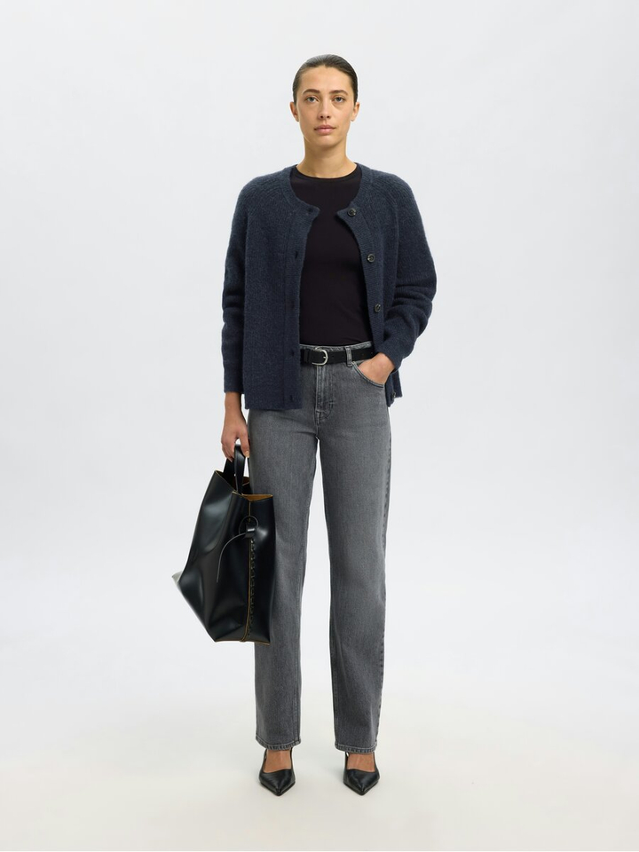 Blauwe gebreide pull met knopen Selected