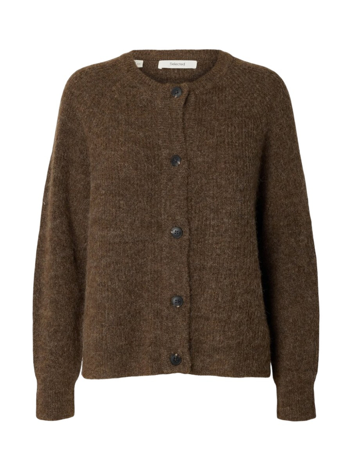 Bruine cardigan met knopen Selected