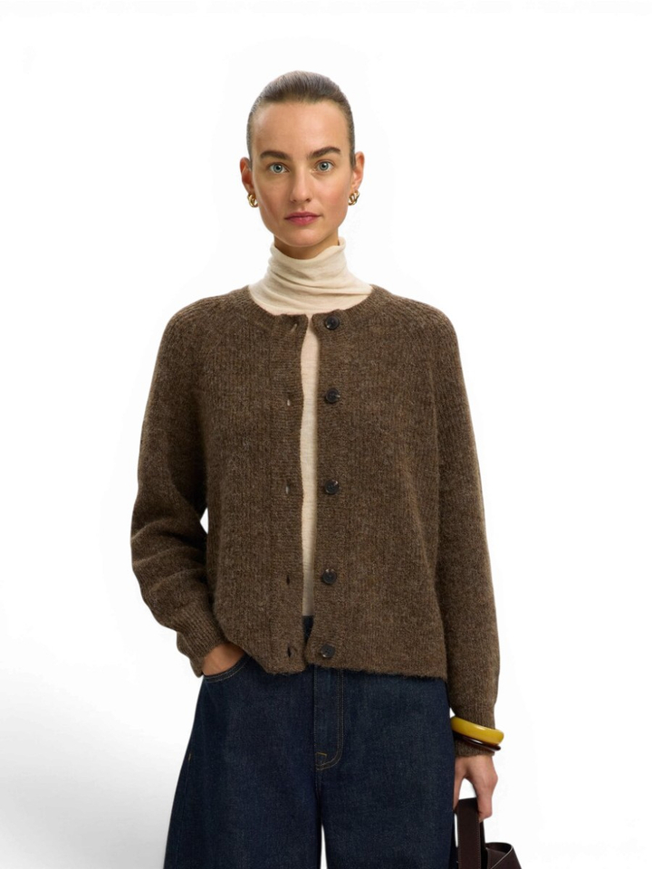 Bruine cardigan met knopen Selected