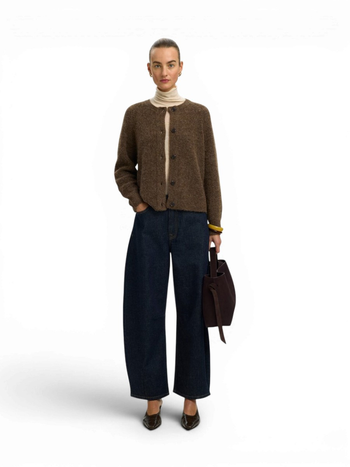 Bruine cardigan met knopen Selected