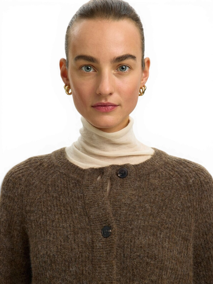 Bruine cardigan met knopen Selected