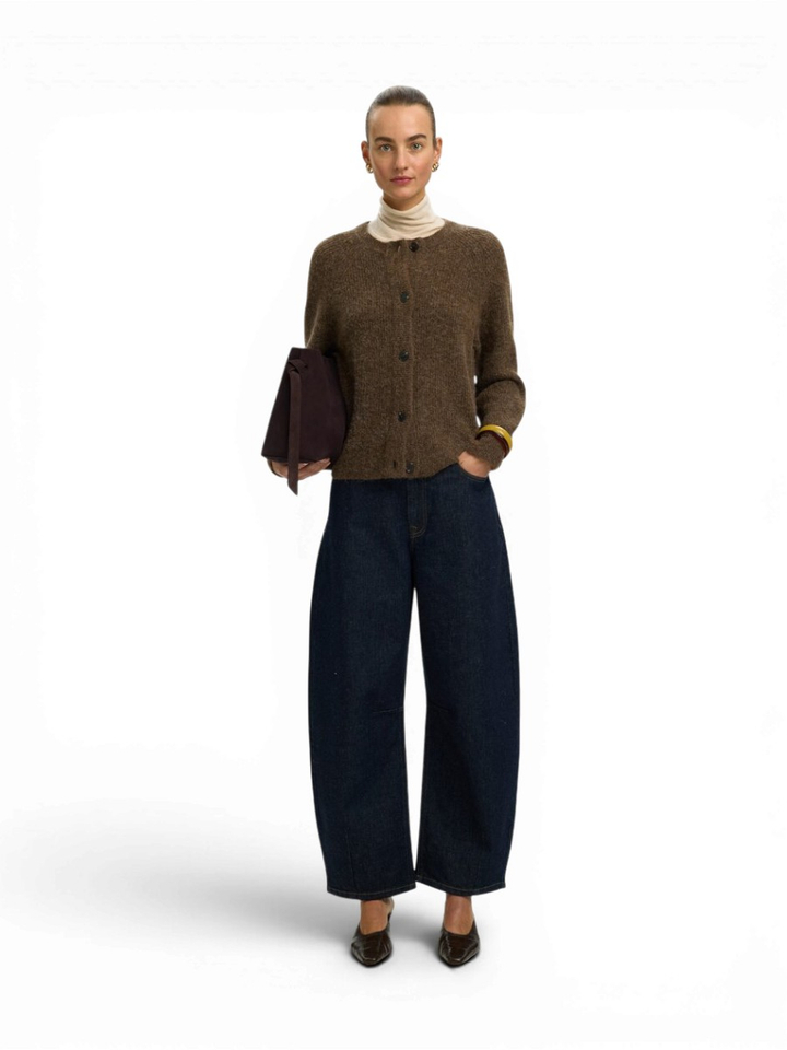 Bruine cardigan met knopen Selected