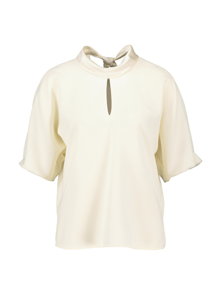 Ecru blouse met korte mouwen en lint Luisa Cerano