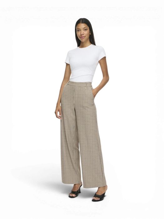 Geruite broek met wijde pijpen Vila