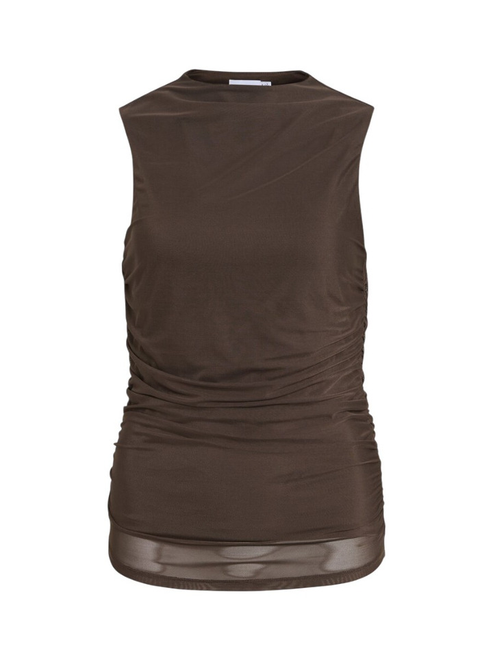 Bruine hoge kraag mouwloze top Vifunda Vila 
