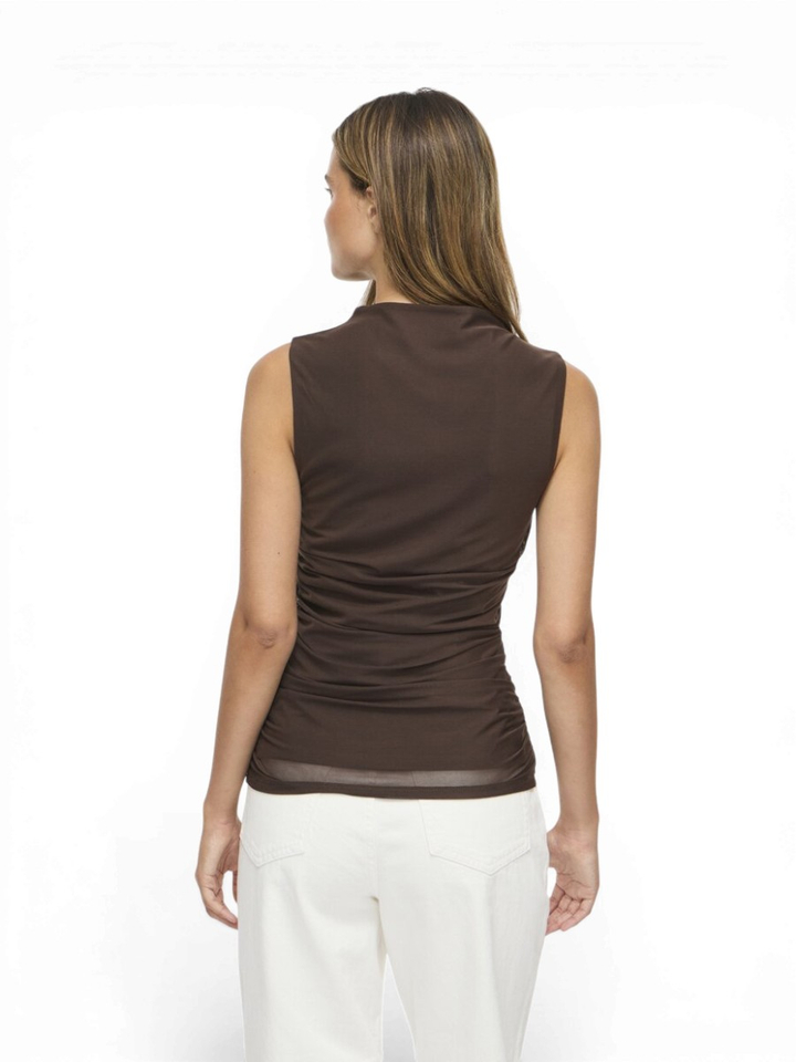 Bruine hoge kraag mouwloze top Vifunda Vila 