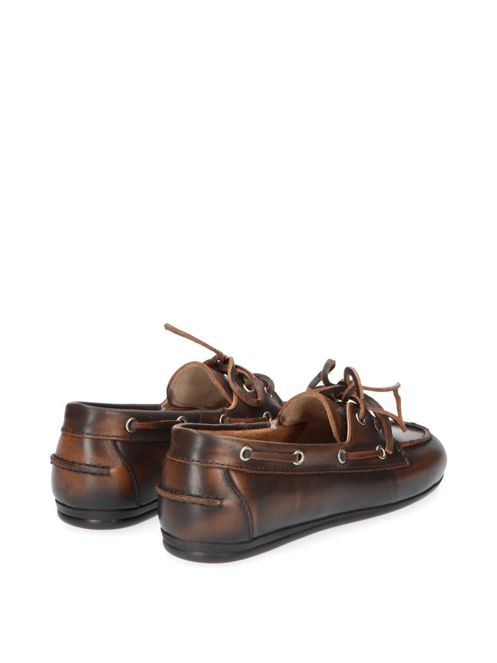 Donkerbruine brushed leather boatloafer Posa