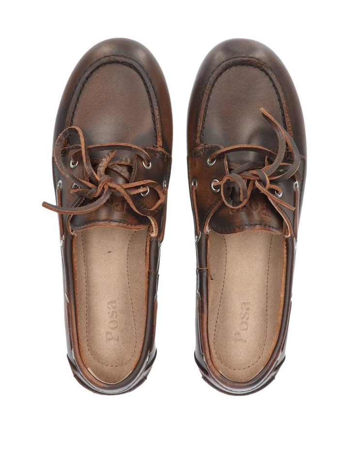 Donkerbruine brushed leather boatloafer Posa