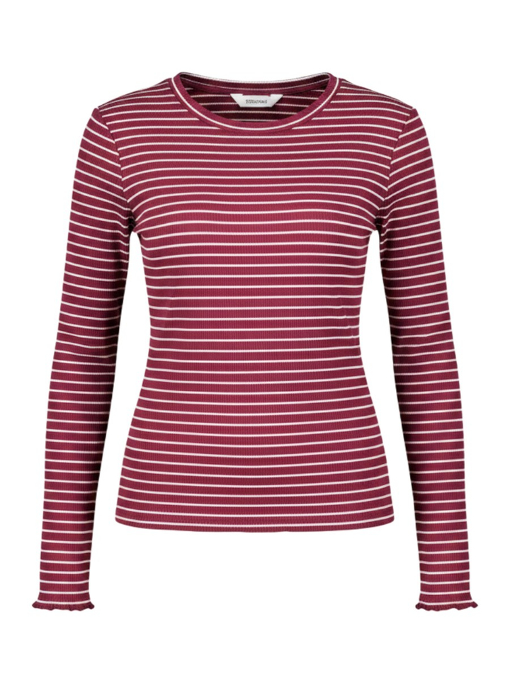 Bordeaux t-shirt met witte streep Selected