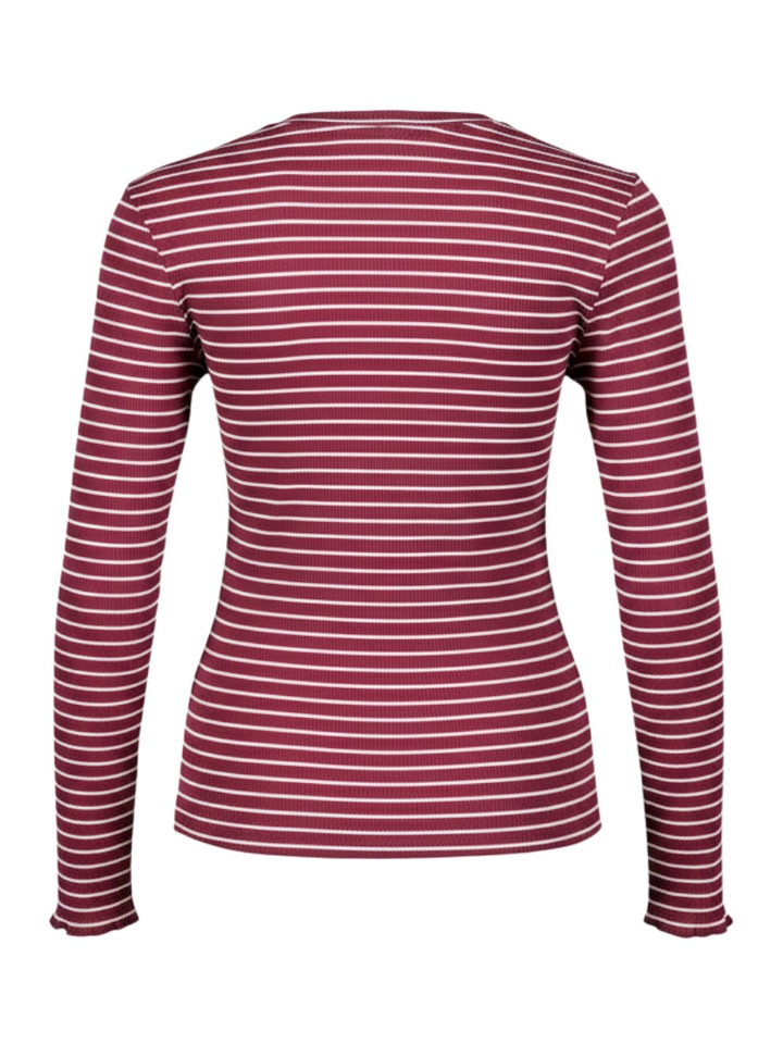 Bordeaux t-shirt met witte streep Selected
