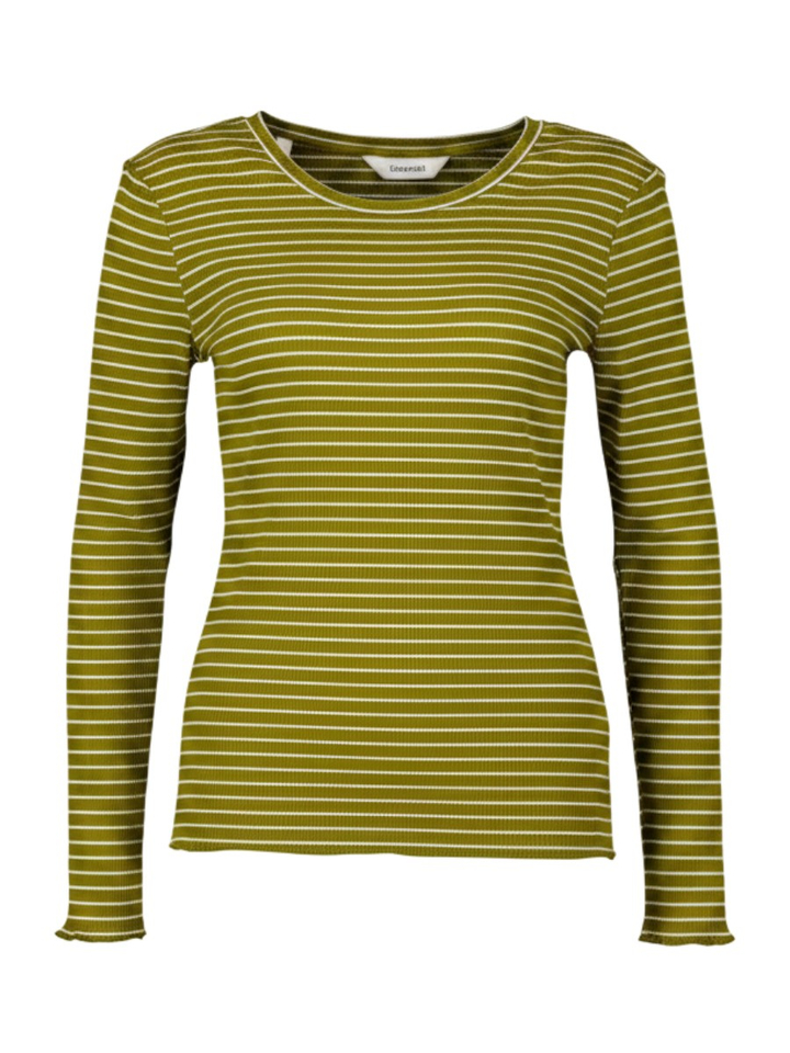 Groene t-shirt met witte streep Selected