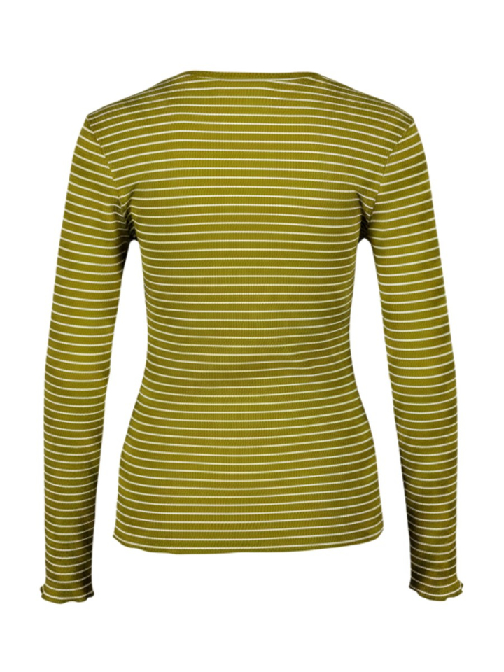 Groene t-shirt met witte streep Selected