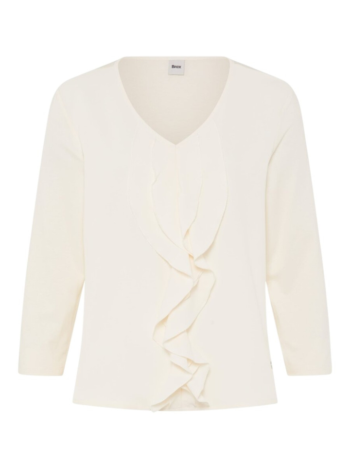 Ecru T-shirt met frul Brax