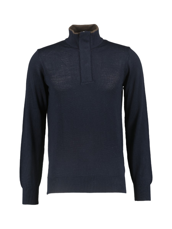 Donkerblauwe katoenen trui met korte rits State Of Art