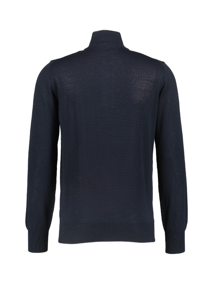 Donkerblauwe katoenen trui met korte rits State Of Art