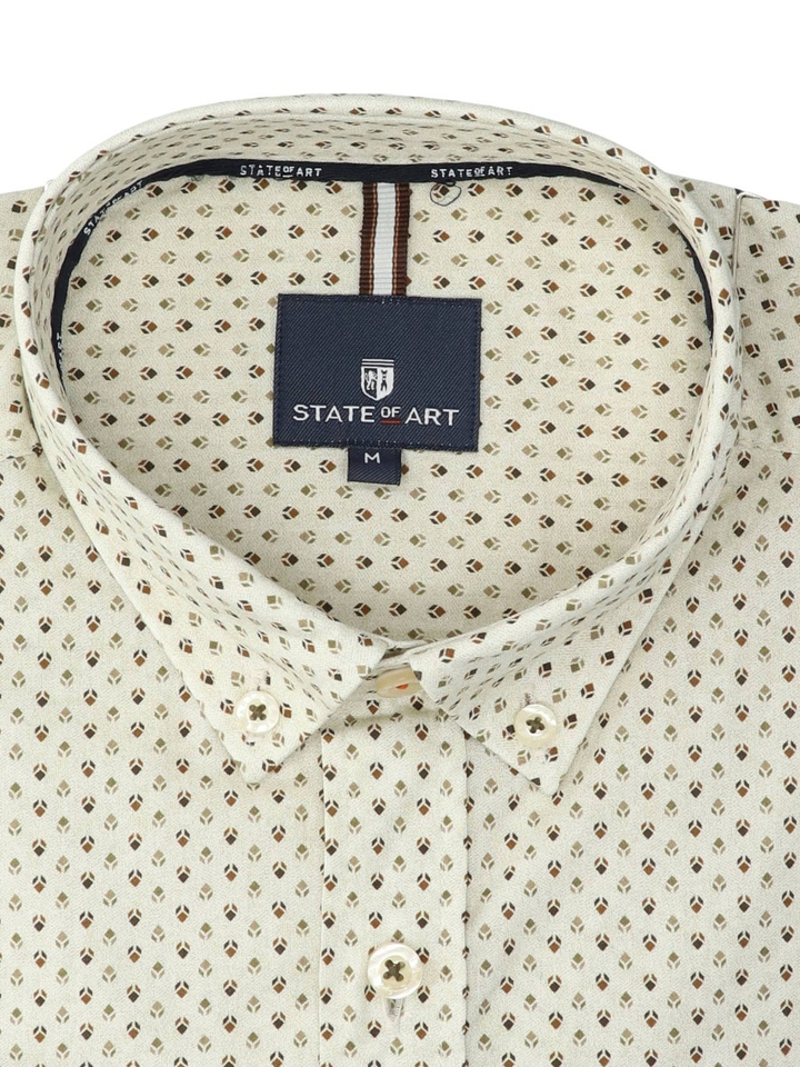 Lichtgroen katoenen hemd (regular fit) met details en lange mouwen State Of Art