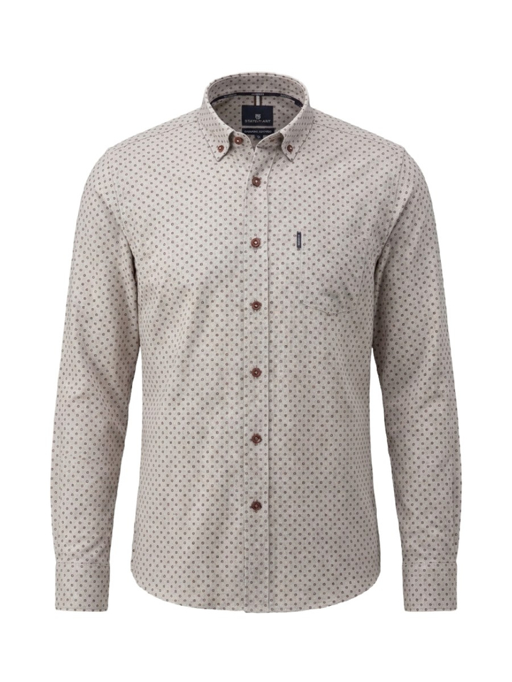Grijs katoenen hemd (regular fit) met details en lange mouwen State Of Art
