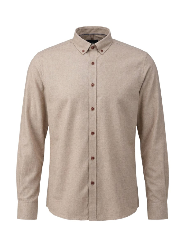Beige katoenen hemd ( regular fit) met lange mouwen State Of Art
