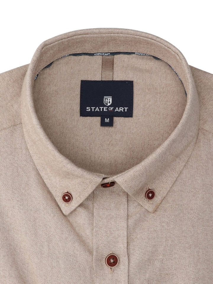 Beige katoenen hemd ( regular fit) met lange mouwen State Of Art