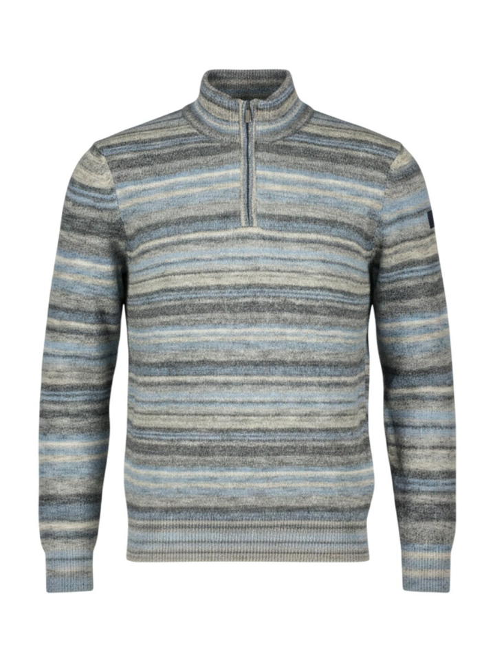 Gestreepte trui in blauwe tinten met halve rits State of Art