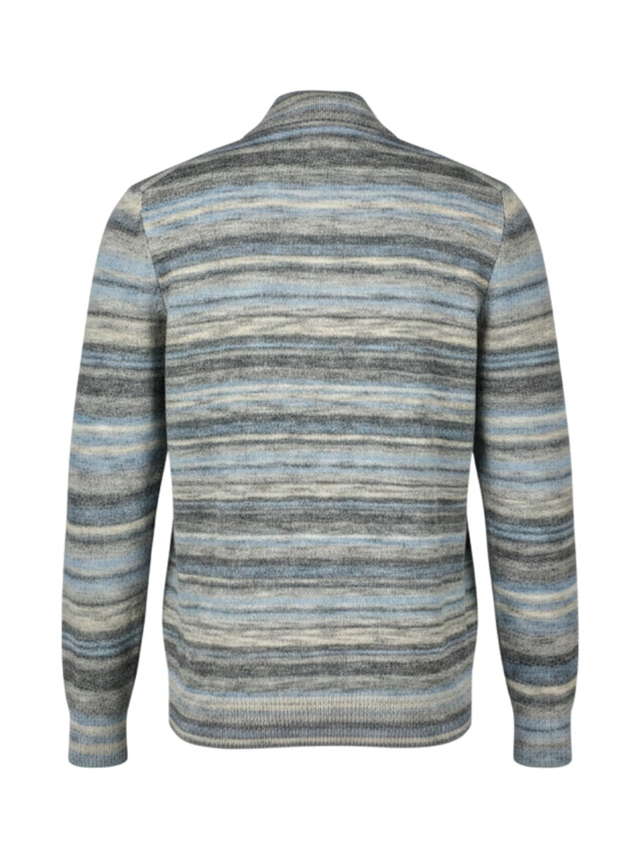 Gestreepte trui in blauwe tinten met halve rits State of Art