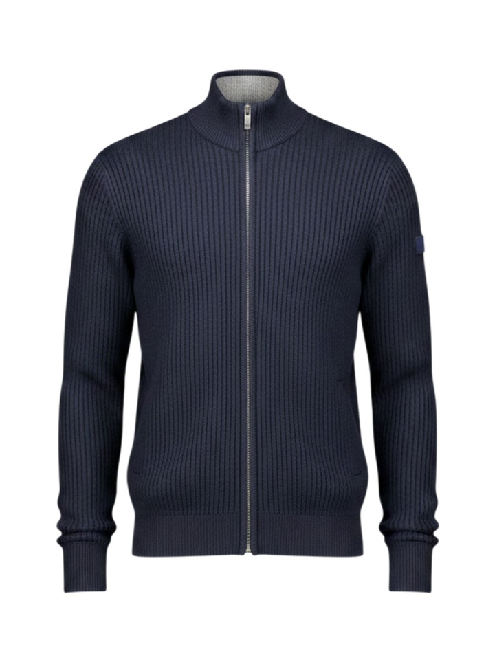 Donkerblauwe wollen gilet met rits State Of Art 