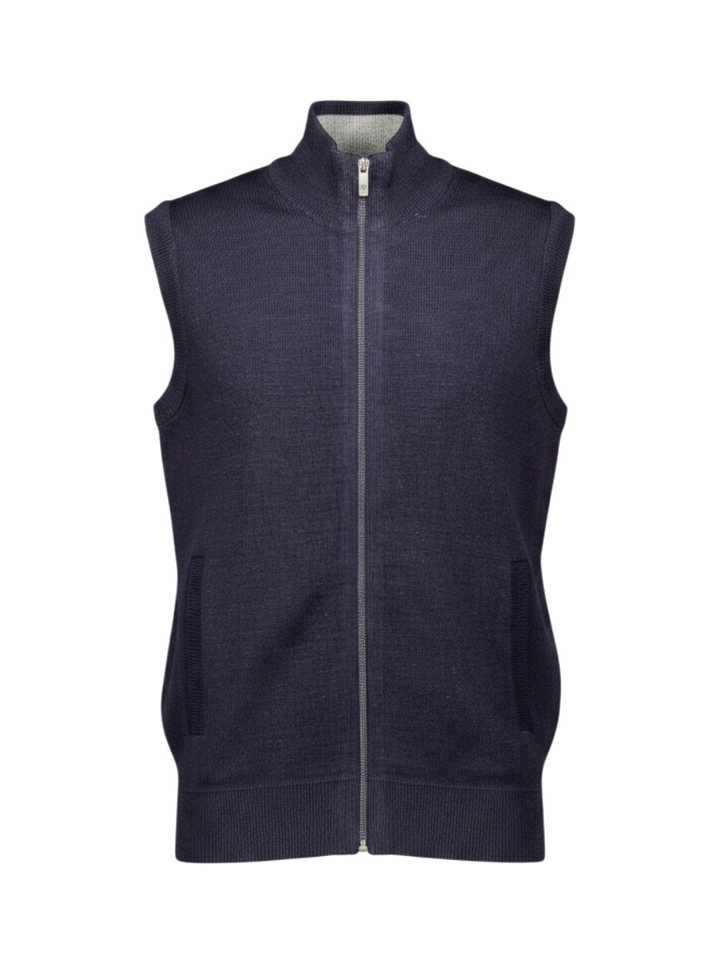 Blauwe gebreide gilet met steekzakken State Of Art